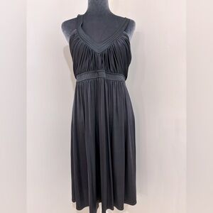 BCBG Black Dress With Gold Stitching. Adjustable Straps Size L